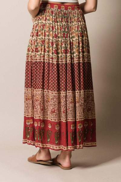 Bagru Crinkle Crepe Long Skirt- Red Assorted – Paragraff Clothing